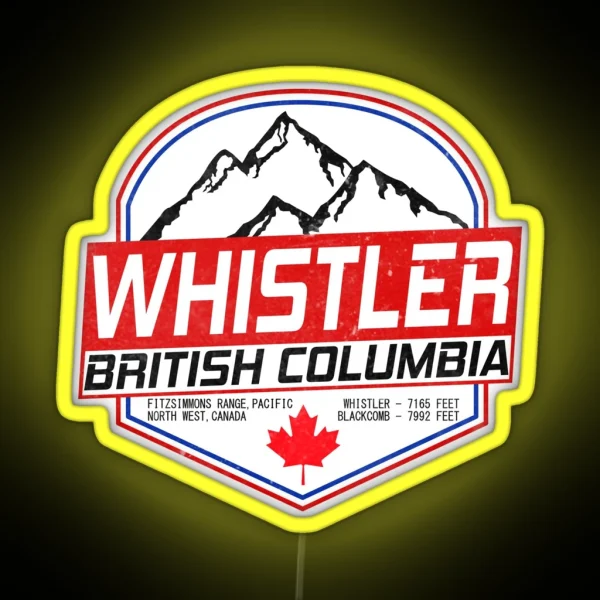 Retro Ski Whistler B C Canada Skiing And Mountain RGB Neon Sign