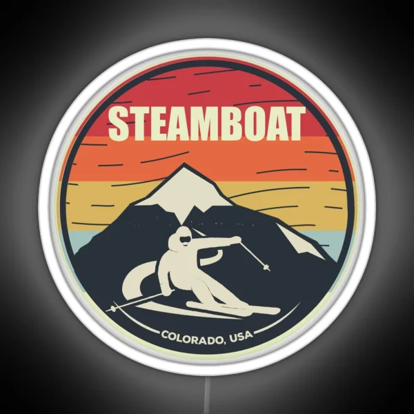 Retro Skiing Steamboat Colorado USA RGB Neon Sign