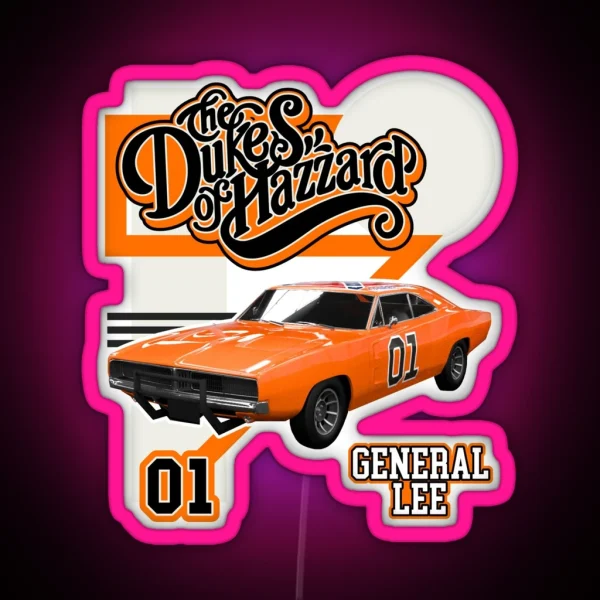 Retro Style General Lee Hazzard Racing Design RGB Neon Sign