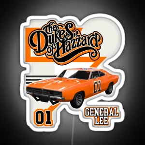 Retro Style General Lee Hazzard Racing Design RGB Neon Sign