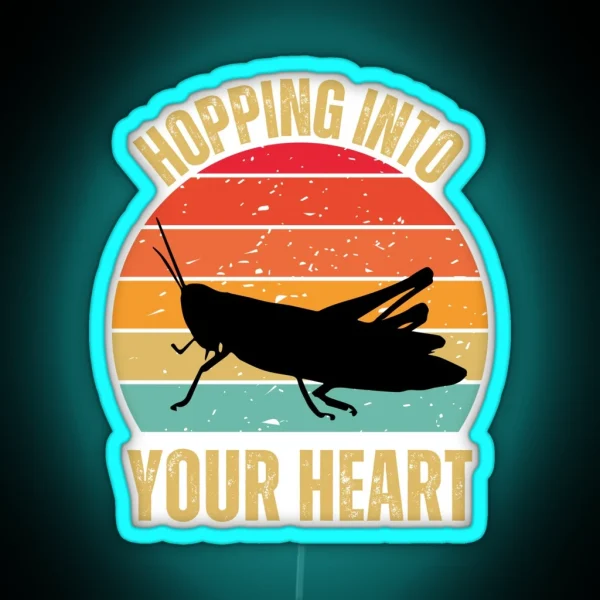 Retro Sunset Grasshopper Grasshopper Vintage RGB Neon Sign
