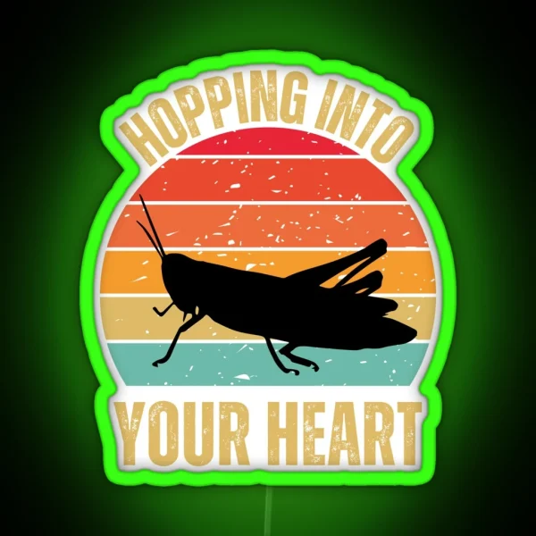 Retro Sunset Grasshopper Grasshopper Vintage RGB Neon Sign