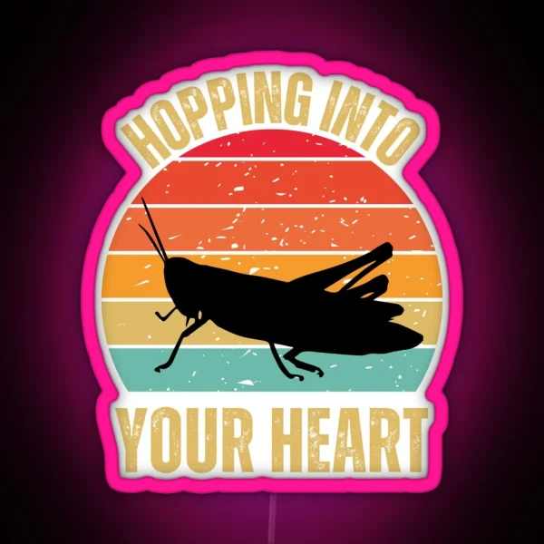 Retro Sunset Grasshopper Grasshopper Vintage RGB Neon Sign