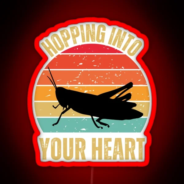 Retro Sunset Grasshopper Grasshopper Vintage RGB Neon Sign