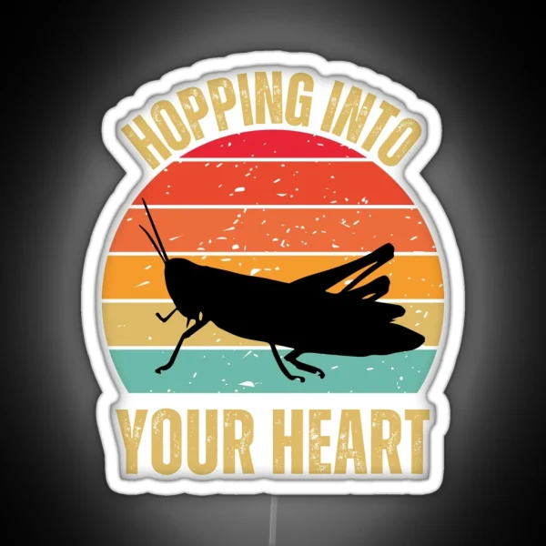 Retro Sunset Grasshopper Grasshopper Vintage RGB Neon Sign