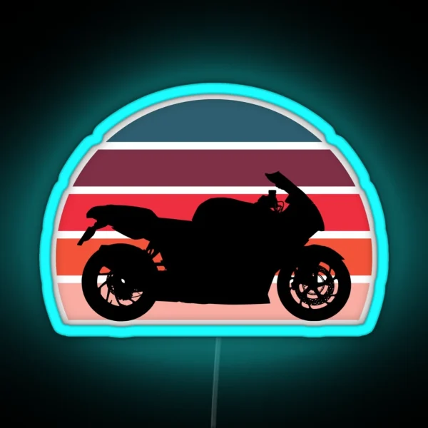 Retro Sunset Sports Bike Motorcycle RGB Neon Sign