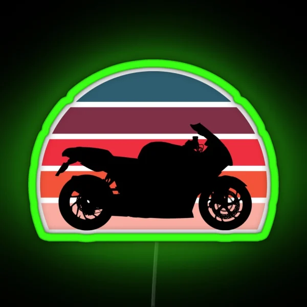 Retro Sunset Sports Bike Motorcycle RGB Neon Sign