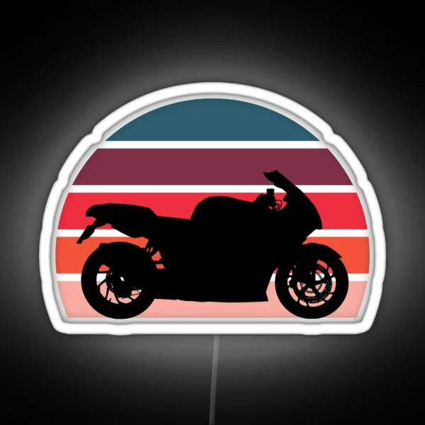 Retro Sunset Sports Bike Motorcycle RGB Neon Sign