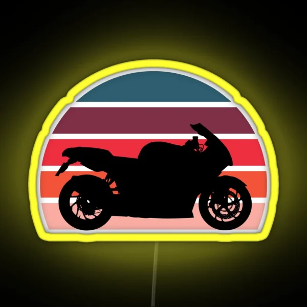 Retro Sunset Sports Bike Motorcycle RGB Neon Sign