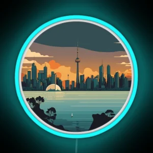 Retro Toronto ON Canada Skyline Sunrise Horizon RGB Neon Sign