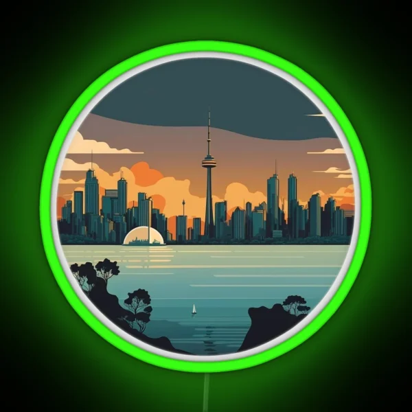 Retro Toronto ON Canada Skyline Sunrise Horizon RGB Neon Sign
