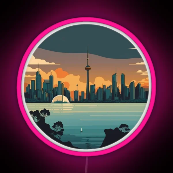 Retro Toronto ON Canada Skyline Sunrise Horizon RGB Neon Sign