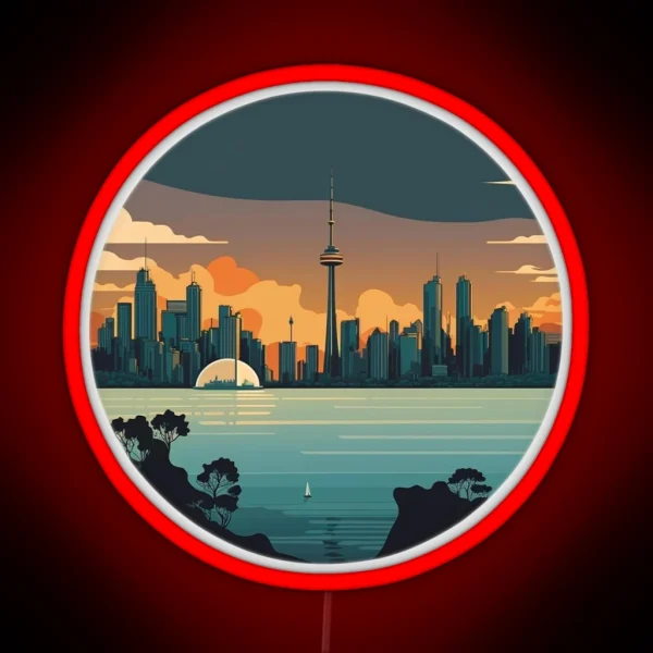 Retro Toronto ON Canada Skyline Sunrise Horizon RGB Neon Sign