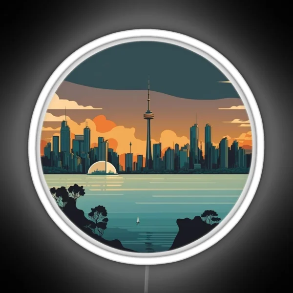 Retro Toronto ON Canada Skyline Sunrise Horizon RGB Neon Sign