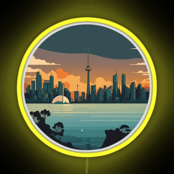 Retro Toronto ON Canada Skyline Sunrise Horizon RGB Neon Sign