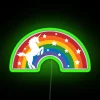 retro unicorn rainbow neon rgb sign green