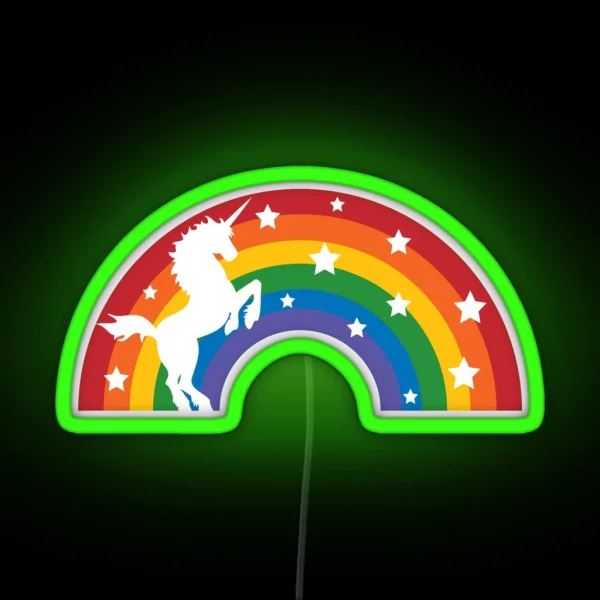 Retro Unicorn And Rainbow RGB Neon Sign