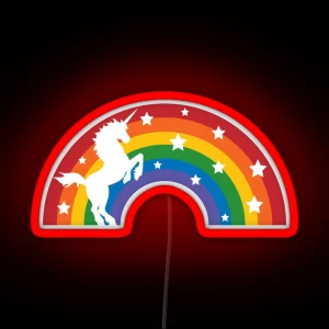 Retro Unicorn And Rainbow RGB Neon Sign