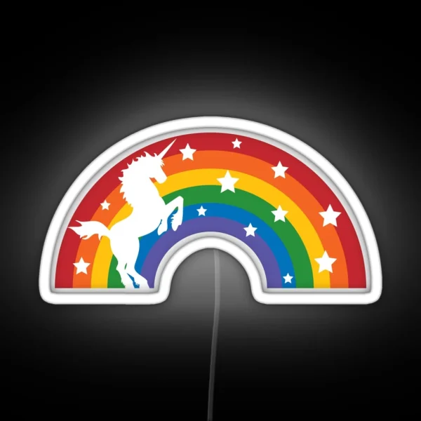 Retro Unicorn And Rainbow RGB Neon Sign