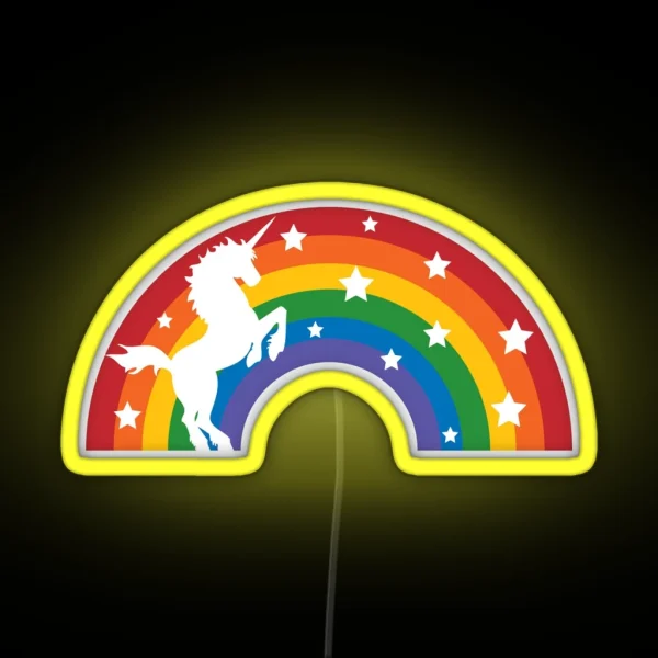 Retro Unicorn And Rainbow RGB Neon Sign