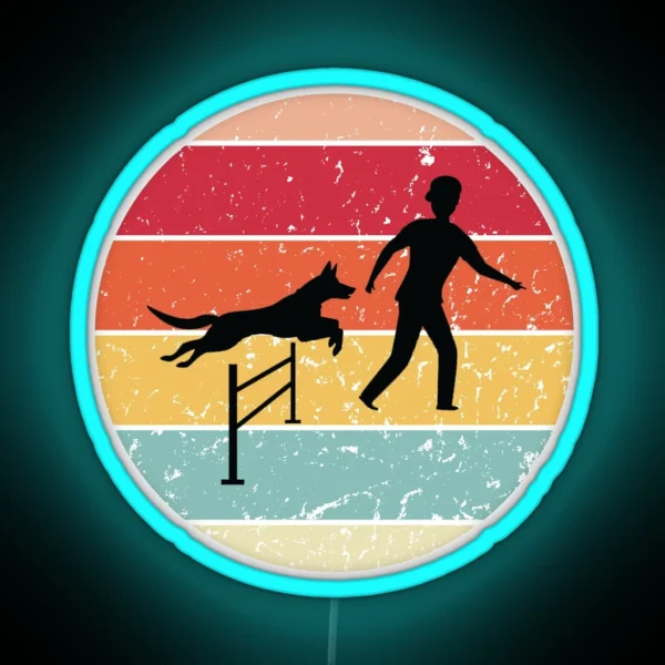 Retro Vintage Dog Agility Funny Agility Dog RGB Neon Sign