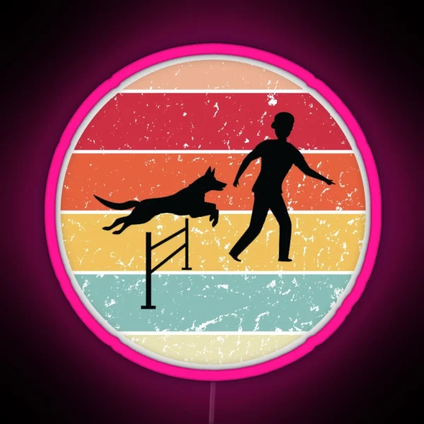 Retro Vintage Dog Agility Funny Agility Dog RGB Neon Sign