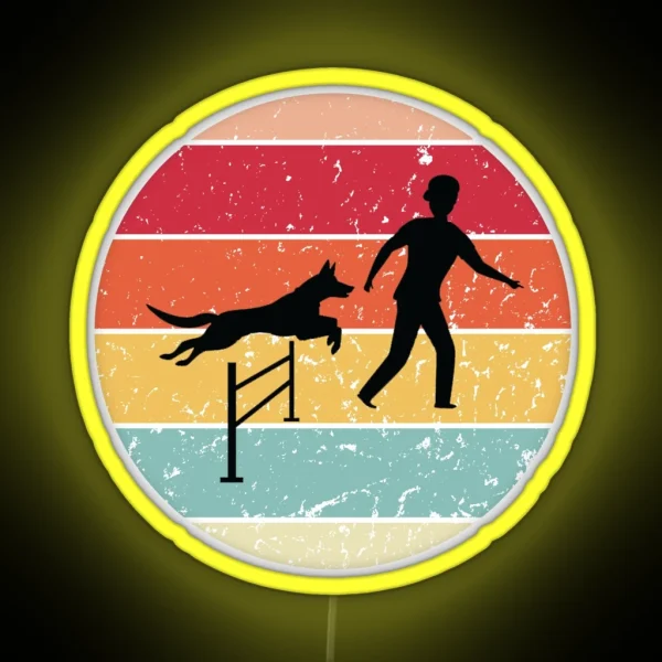 Retro Vintage Dog Agility Funny Agility Dog RGB Neon Sign