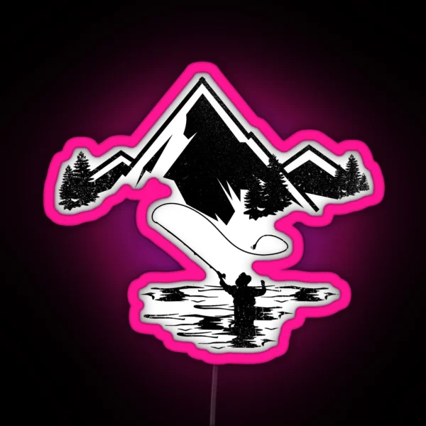 Retro Vintage Fly Fishing Mountain RGB Neon Sign