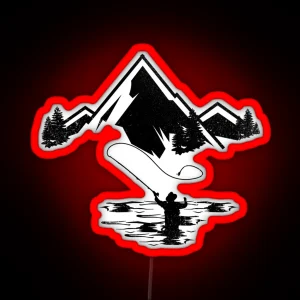 Retro Vintage Fly Fishing Mountain RGB Neon Sign