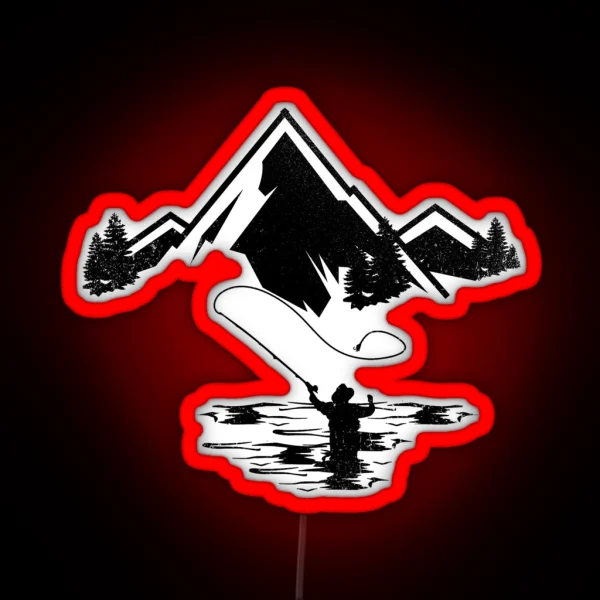 Retro Vintage Fly Fishing Mountain RGB Neon Sign