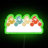 retro vintage motocross supermoto rider with rgb neon sign