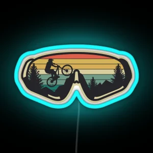 Retro Vintage Sunset Adventure Awaits Mountain Biking RGB Neon Sign