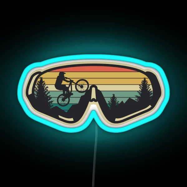 Retro Vintage Sunset Adventure Awaits Mountain Biking RGB Neon Sign