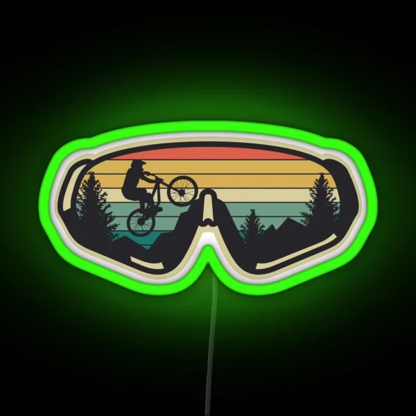 Retro Vintage Sunset Adventure Awaits Mountain Biking RGB Neon Sign