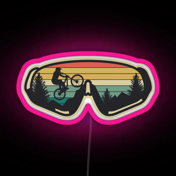 Retro Vintage Sunset Adventure Awaits Mountain Biking RGB Neon Sign