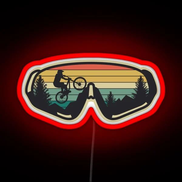 Retro Vintage Sunset Adventure Awaits Mountain Biking RGB Neon Sign