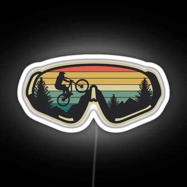 Retro Vintage Sunset Adventure Awaits Mountain Biking RGB Neon Sign