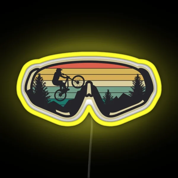 Retro Vintage Sunset Adventure Awaits Mountain Biking RGB Neon Sign