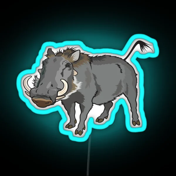 Retro Wild Boar Warthog Design RGB Neon Sign