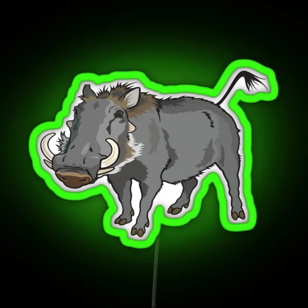 Retro Wild Boar Warthog Design RGB Neon Sign