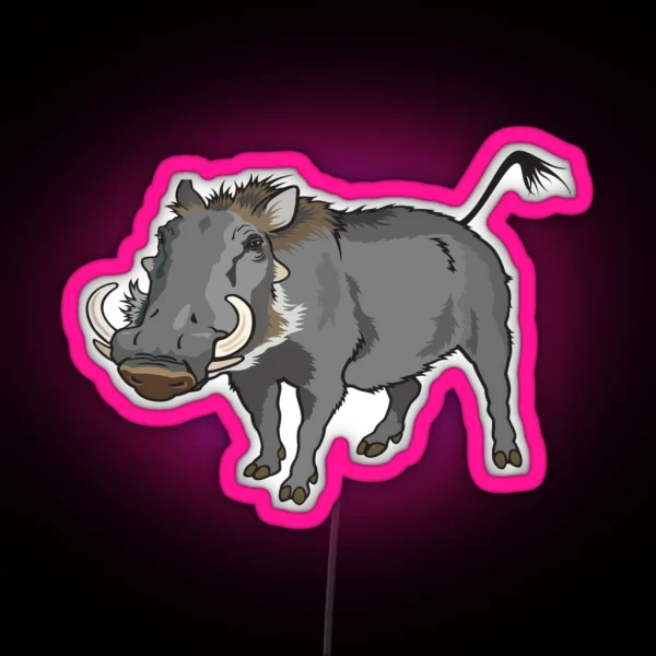 Retro Wild Boar Warthog Design RGB Neon Sign
