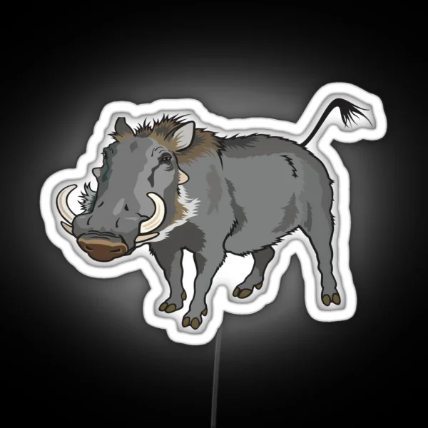 Retro Wild Boar Warthog Design RGB Neon Sign
