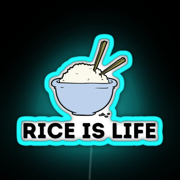 Rice Is Life Cute Rice Cooker Asian Food RGB Neon Sign