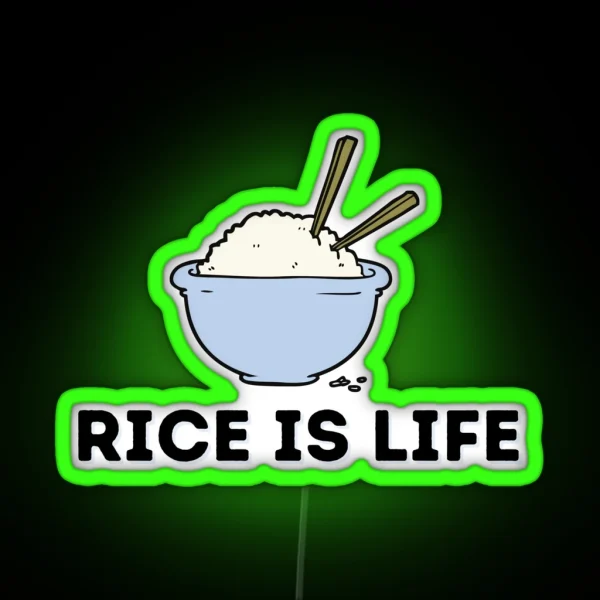 Rice Is Life Cute Rice Cooker Asian Food RGB Neon Sign