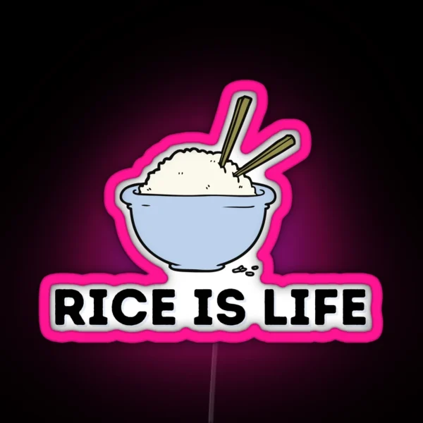 Rice Is Life Cute Rice Cooker Asian Food RGB Neon Sign