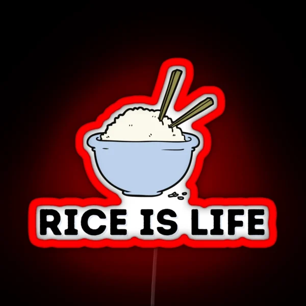 Rice Is Life Cute Rice Cooker Asian Food RGB Neon Sign