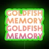 richmond be like goldfish rgb neon sign in vibrant green tones.