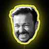 neon sign displaying vibrant RGB lighting with the name ricky gervais in an eye-catching design.