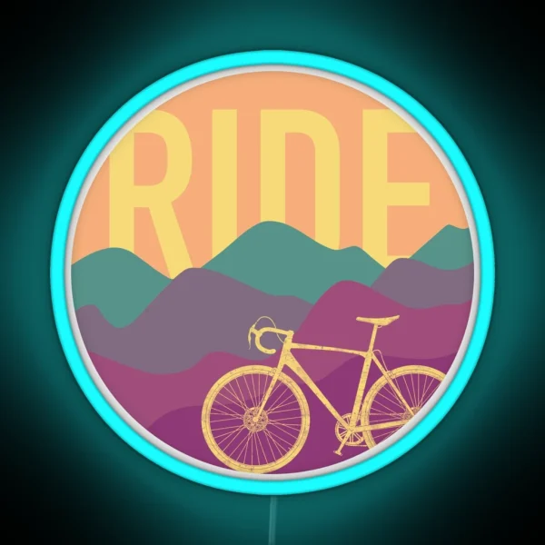 Ride Cyclocross Bicycle Retro Colors RGB Neon Sign