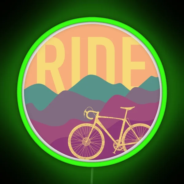 Ride Cyclocross Bicycle Retro Colors RGB Neon Sign